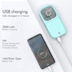 Portable Quiet Neck Fan/Handheld 3000mAh Power Bank - 3