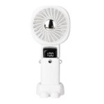 Rechargeable Mini Fan Handheld Fan Neck Fan With Battery Display Phone Stand With Lanyard - 1