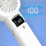 Rechargeable Mini Fan Handheld Fan Neck Fan With Battery Display Phone Stand With Lanyard - 5