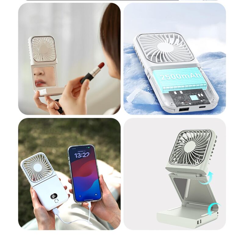 4 in 1 Portable Handheld Fan Foldable Neck Fan W/ Phone Stand Holder