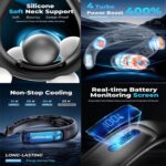 Portable Four Motor Foldable USB Charging Hanging Neck Fan With LED Battery Display - 1