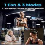 Portable Four Motor Foldable USB Charging Hanging Neck Fan With LED Battery Display - 2