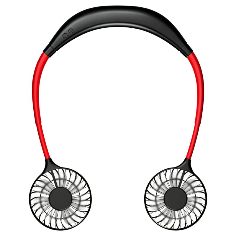 "Dual Breeze Hands-Free Neck Fan With Mood Light" - 2