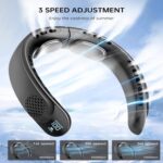Handsfree Wearable Neck Fan 3 Speeds Low Noise Personal Cooling Device - 3