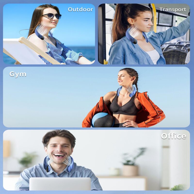 Handsfree Wearable Neck Fan 3 Speeds Low Noise Personal Cooling Device - 6