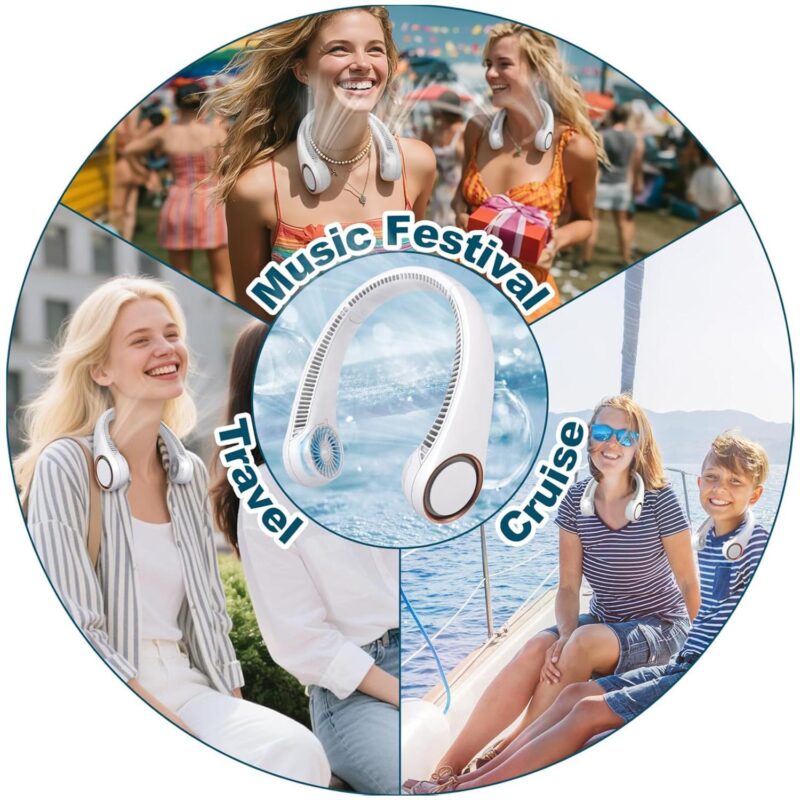 Portable Bladeless Neck Fan USB Rechargeable Cooling Gadget For Outdoor Sports Travel - 5