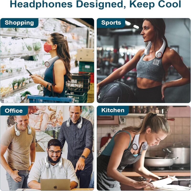 Portable Bladeless Neck Fan USB Rechargeable Cooling Gadget For Outdoor Sports Travel - 6