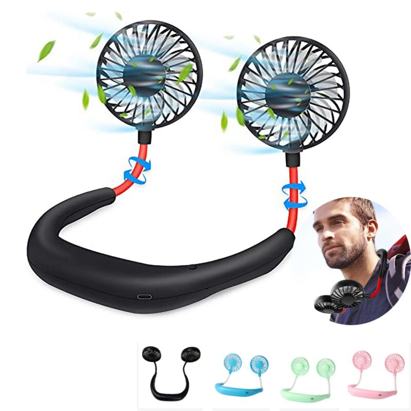 Portable Neck Fan 1200 mAh Rechargeable USB Hands-Free - 1