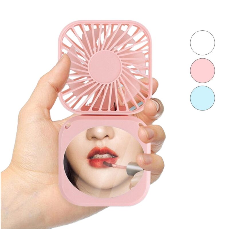 Foldable Mirror Handheld Neck Fan - 1