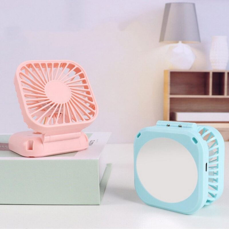 Foldable Mirror Handheld Neck Fan - 2