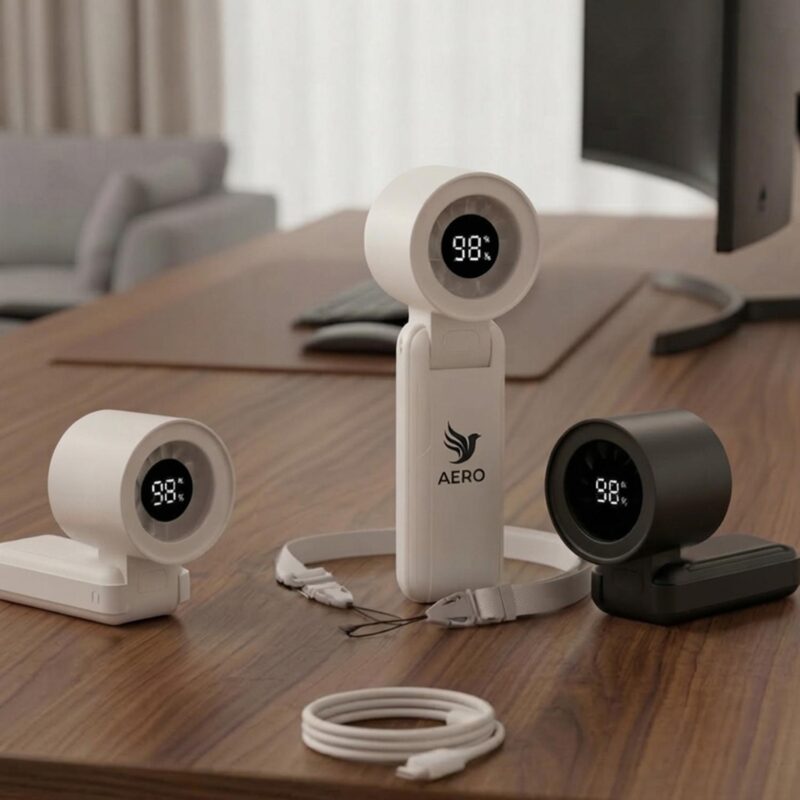 rABS 5-Speed Folding Neck Fan With Digital Display